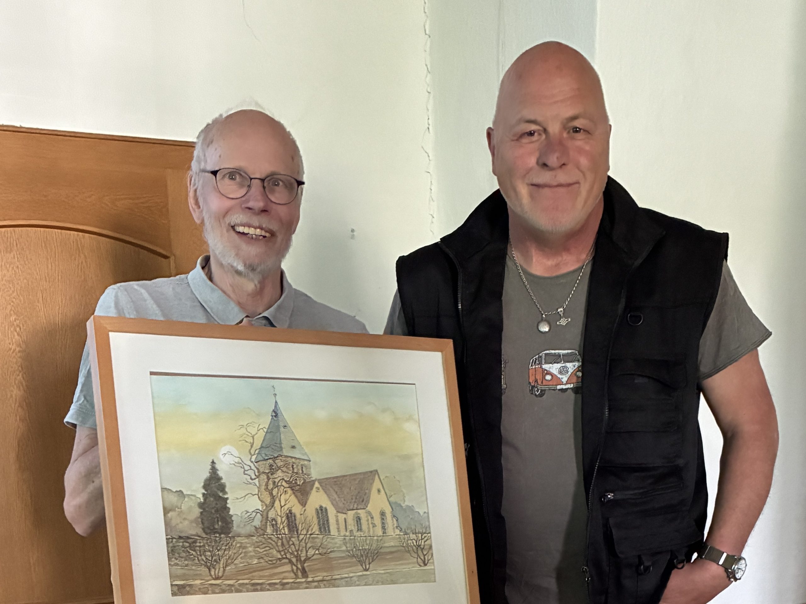 Aquarell Ansicht der Kirche Heiligenkirchen von Südost