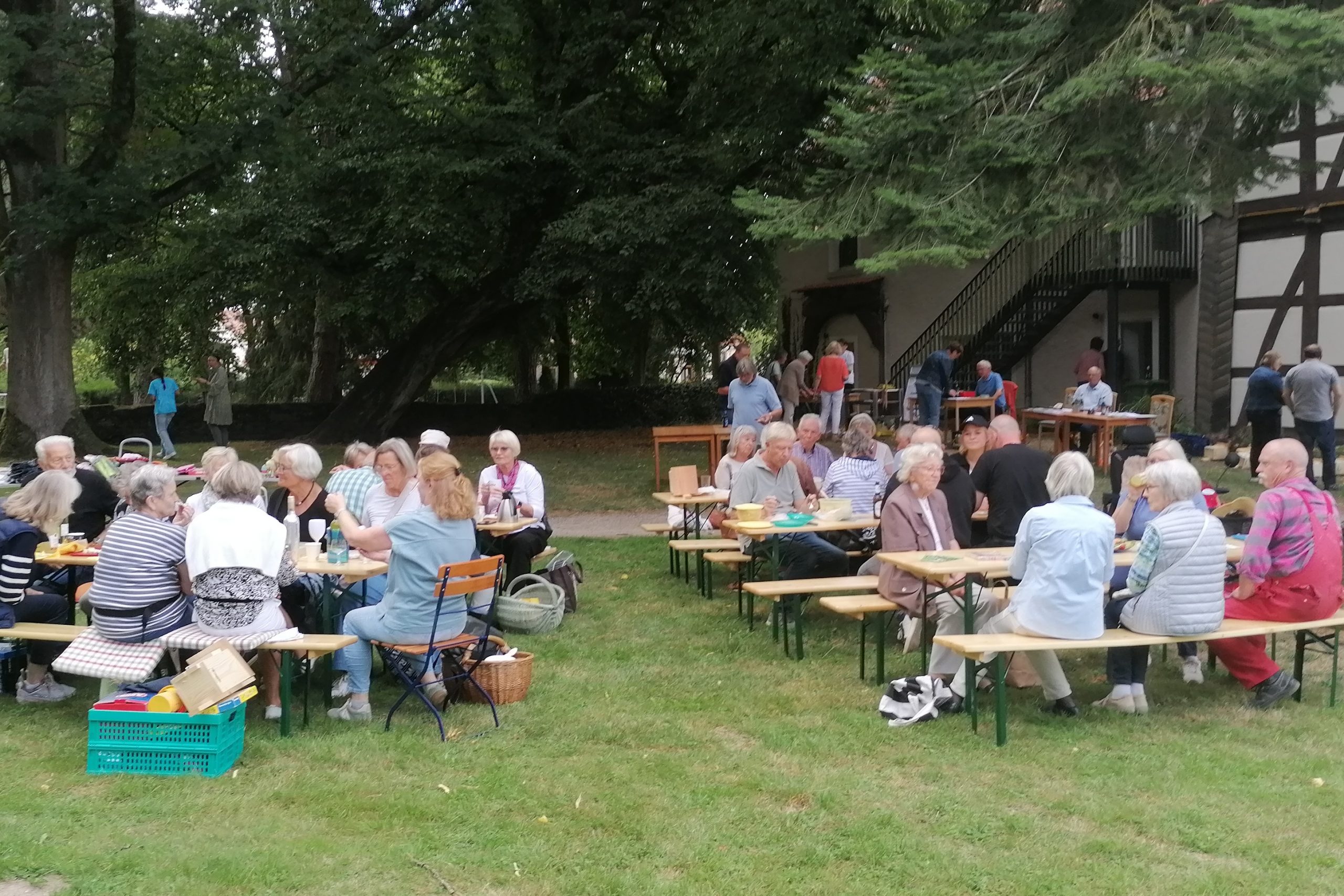 3. Picknick im Park mit Gästen an den Tischen